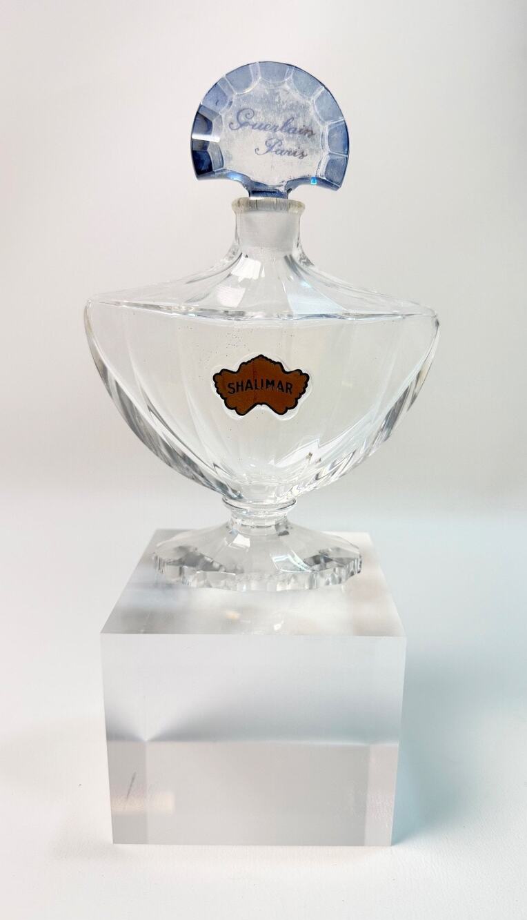 Vintage Guerlain Shalimar Baccarat Crystal Perfume Bottle Matching Stopper Empty